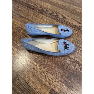 Talbots Flats Womens size 5M Gray Slip On Scottie Dog Embroidery Preppy Casual